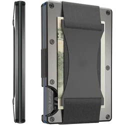 Slim RFID Secure Metal Wallet - Minimalist Aluminum Cardholder (Grey)