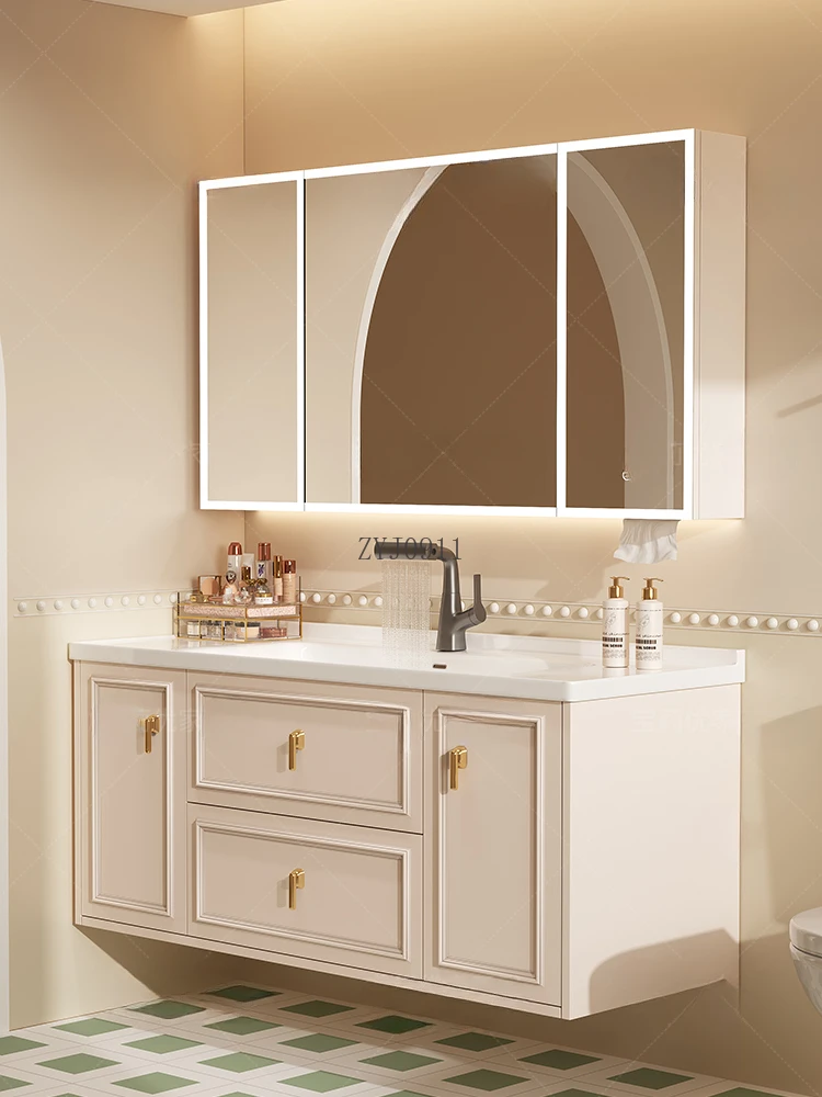 *Cream air type bathroom cabinet ceramic integrated basin bathroom cabinet toilet wash basin combination