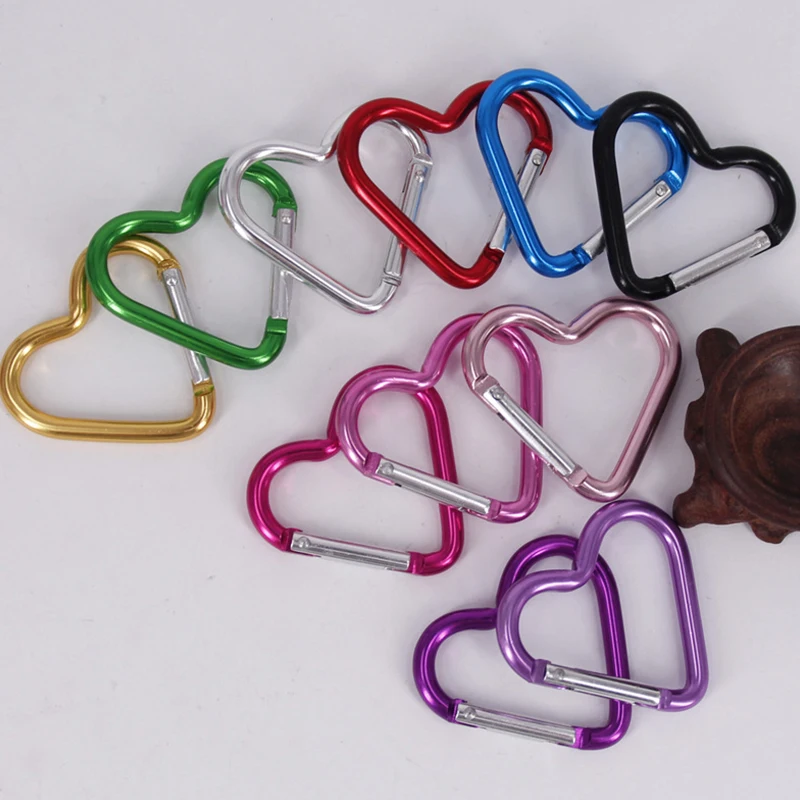 10-Pack Heart Shaped Snap Hooks - Aluminum Key Holder Clips For Outdoor Gear