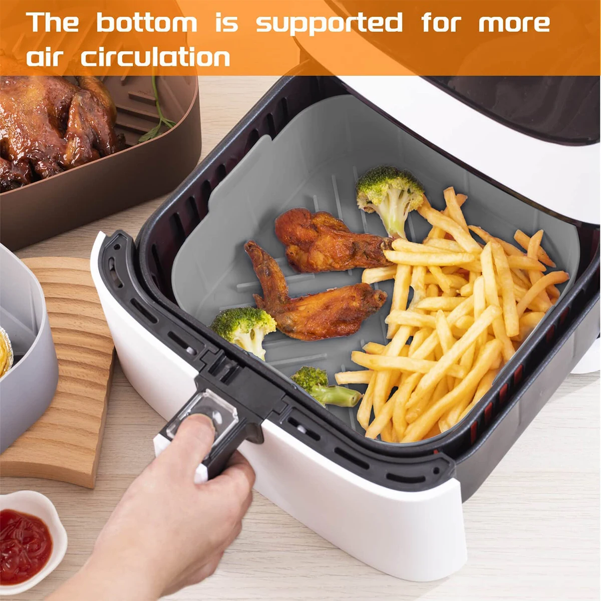 Air Fryer Silicone Pots, 2 Pieces Food Grade Reusable Heat Resistant Easy  Cleaning Silicone Air Fryer Liner Basket Bowl Accessories for Ninja Foodi
