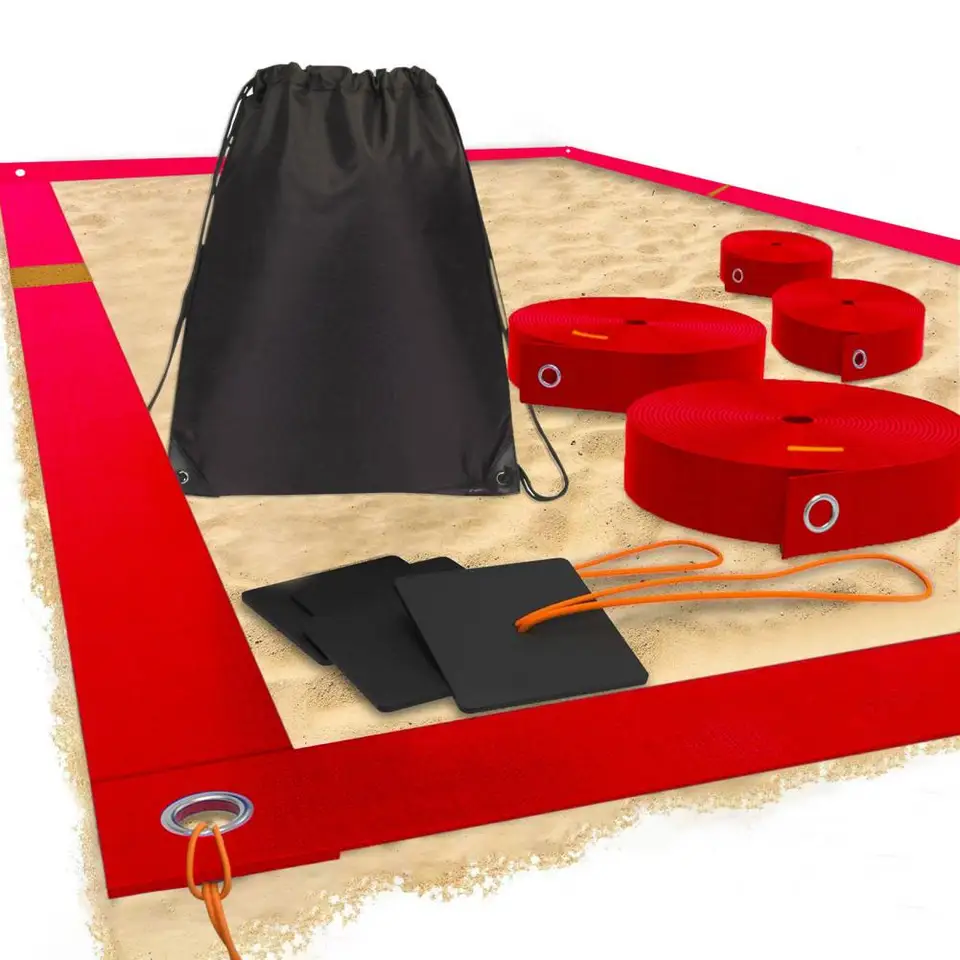 Beach Volleyball Lines Set - Official 26.3' X 52.6' Court Size With Sand Anchors