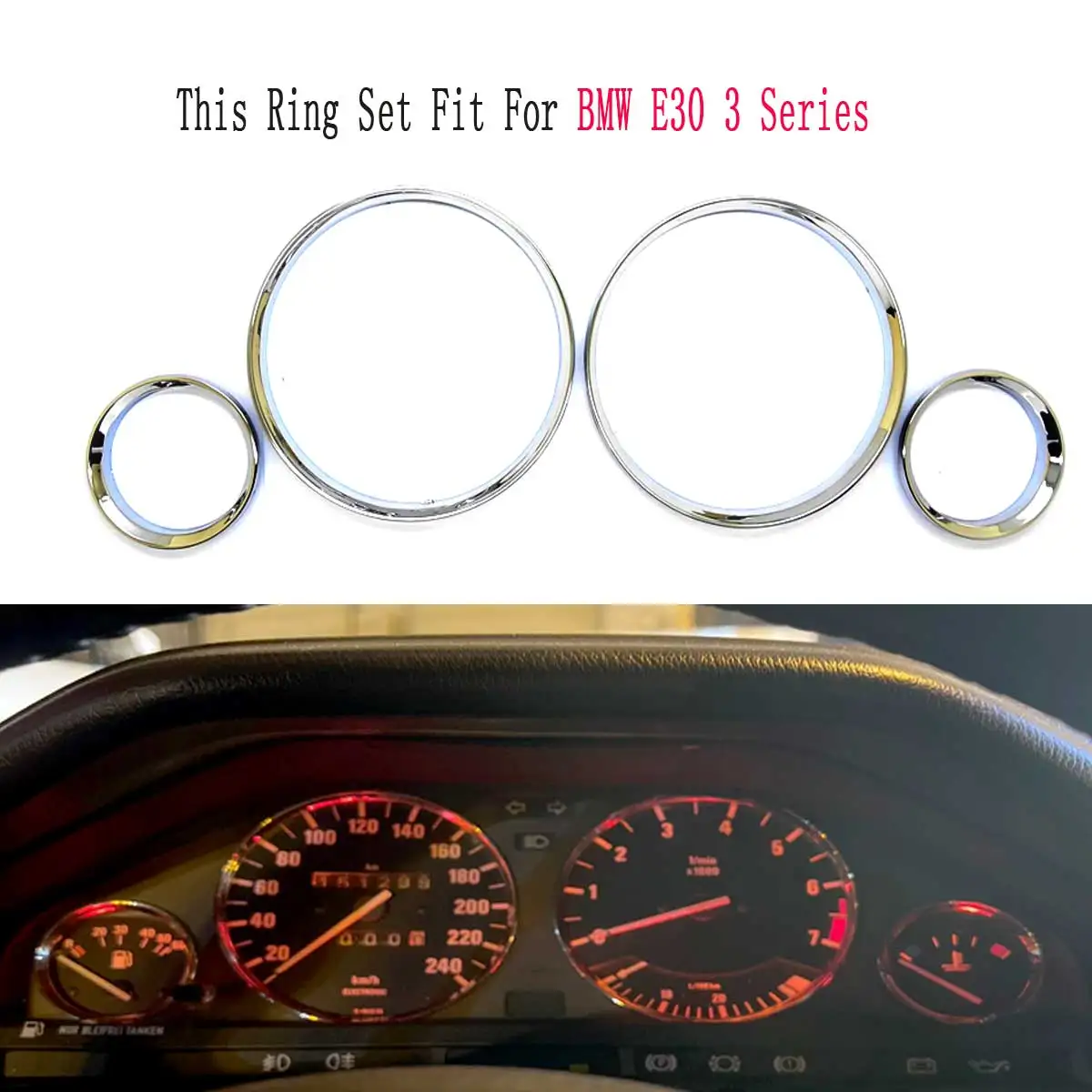 Speedometer Gauge Dial Rings Bezel Trim For BMW E30 3 Series(Chrome ...