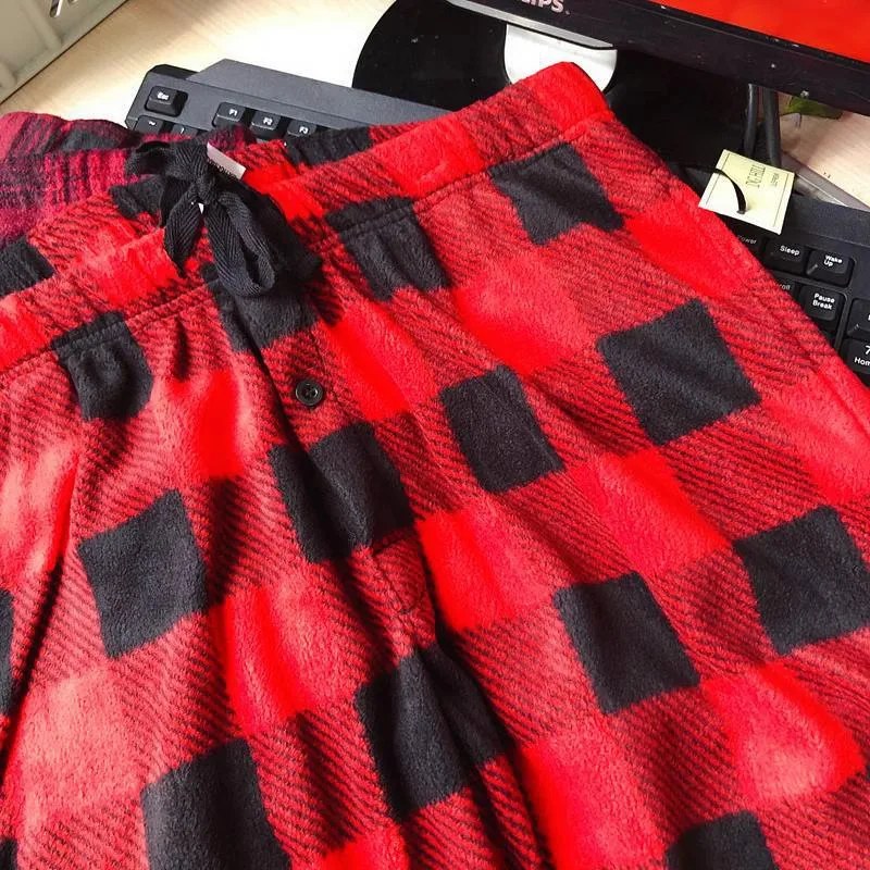 Couple Trousers Fleece Spring Autumn Men Lounge Pajama Sleep Pants