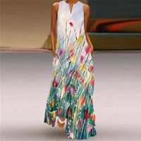 Summer Long Dress Women Sleeveless Loose V-neck Elegant Dresses Party 2024 New Ink Painting 3D Print Vintage Chinese Style Dress - Image 6