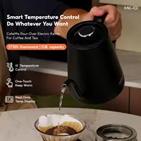 Bouilloire électrique à col de cygne CAFELFFE MK-101, bouilloire à eau et à café électrique en acier inoxydable 304 avec contrôle de la température et fonction maintien au chaud 800 ml 1500 W Noir 2