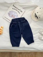 2024 Spring New Baby Loose Denim Trousers Fashion Infant Girls Solid Casual Pants Toddler Boys Versatile Jeans Toddler Clothes 3