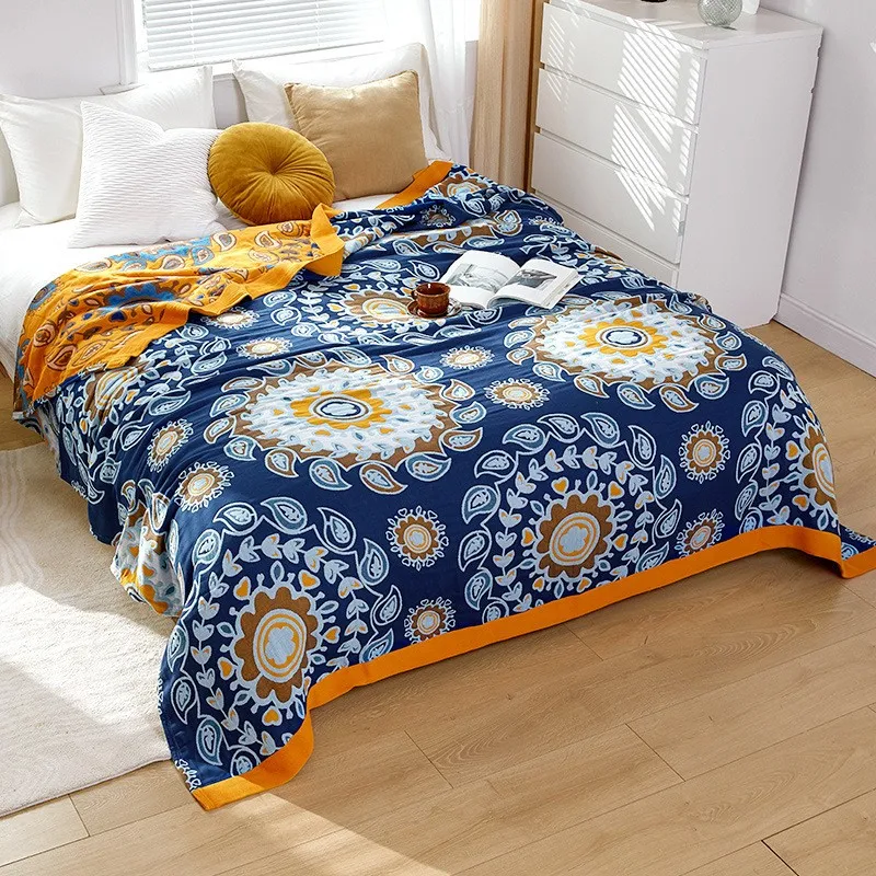 230x250cm 100% Muslin Cotton Blanket 4 Layers Cotton Gauze Warm Soft Throw Plaid Bed Cover Blankets Bedspread Sofa Throw Blanket 5