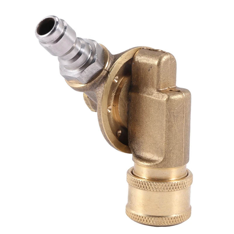 Acoplador pivotante para boquilla de lavadora a presión, accesorio limpiador de canalones para limpieza de canalones, 240 grados, 4500 Psi, 1/4 pulgadas