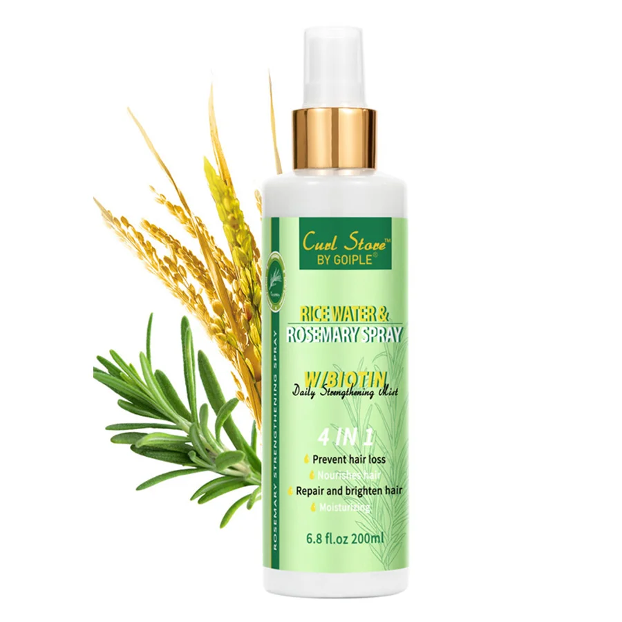 Hair Protection Spray Natural Rice Water&Rosemary Biotin Nourishes Moisturizes Scalp Smooth Split Ends