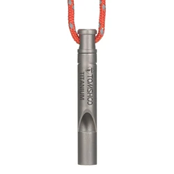 TOMSHOO Titanium Outdoor Survival Whistle with Cord for Camping and Hiking Adventures (1pc)