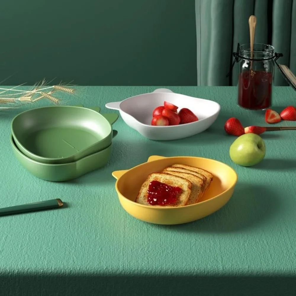 Fruit Plate Anti-drop Cartoon Desktop Spit Bone Dish Creative Thickened Dinosaur Bear Cat Shaped Plastic Tableware Snack