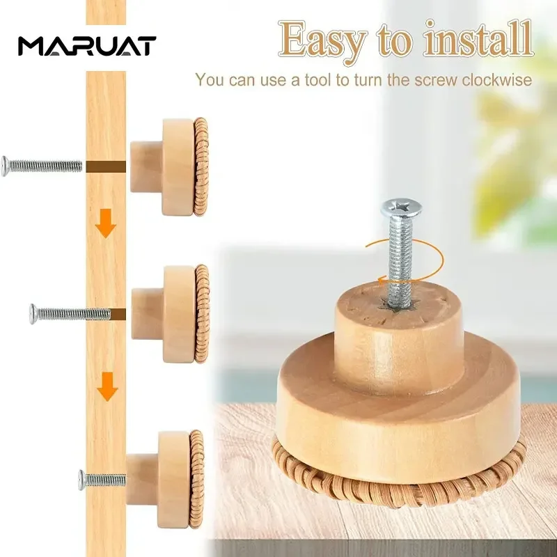 Wooden Handles Beech Rattan Drawer Knobs Wardrobe Furniture Handle Kitchen Cupboard Door Handle Dresser Pulls Furniture Hardware furniture handles,kitchen door handles