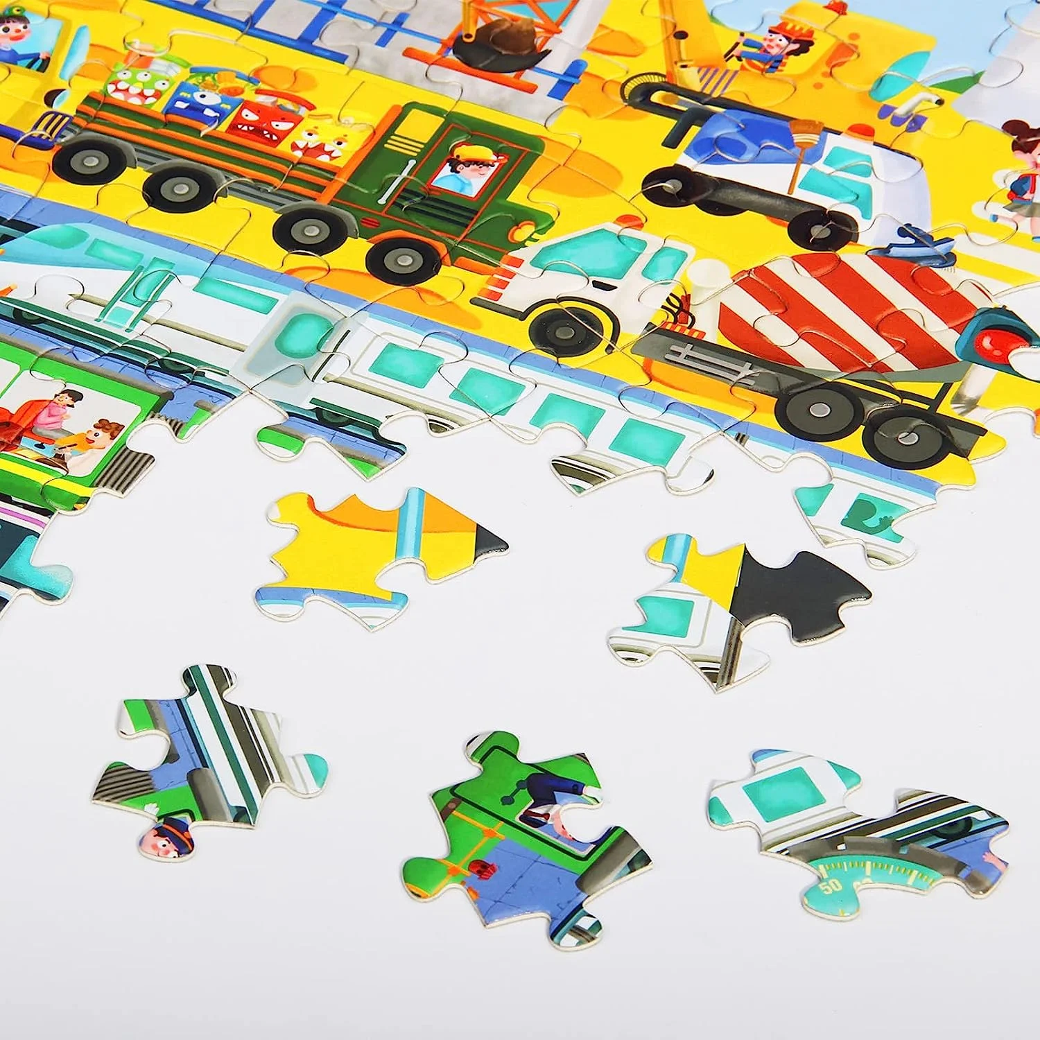Puzzles for Kids Ages 4-10 100 Piece Puzzles for Kids Bulldozer Construction Vehicles Shaped Jigsaw Puzzle Christmas Birthday Gift