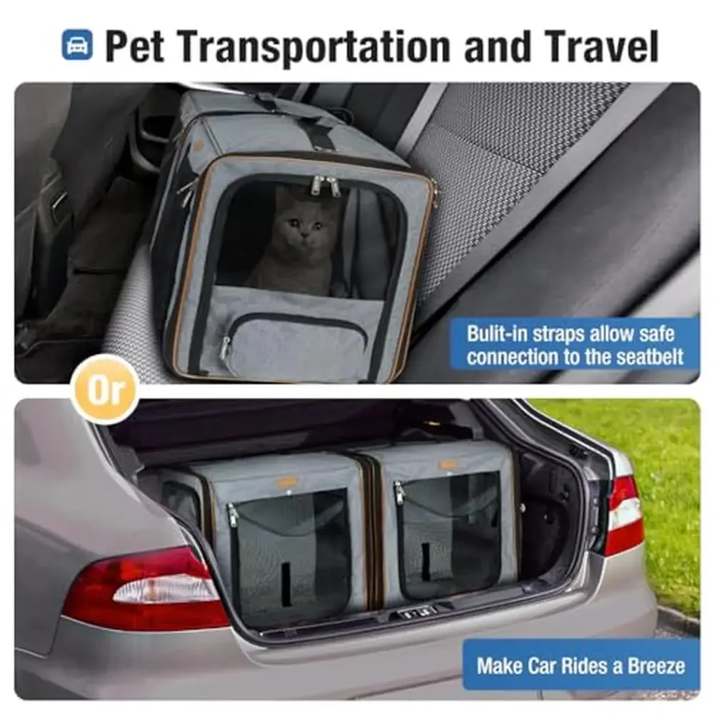 2-in-1 Pet Carrier Playpen Travel Crate Small Medium Large Pets up to 35lbs Collapsible Bowl and Litter Box Included Secure and