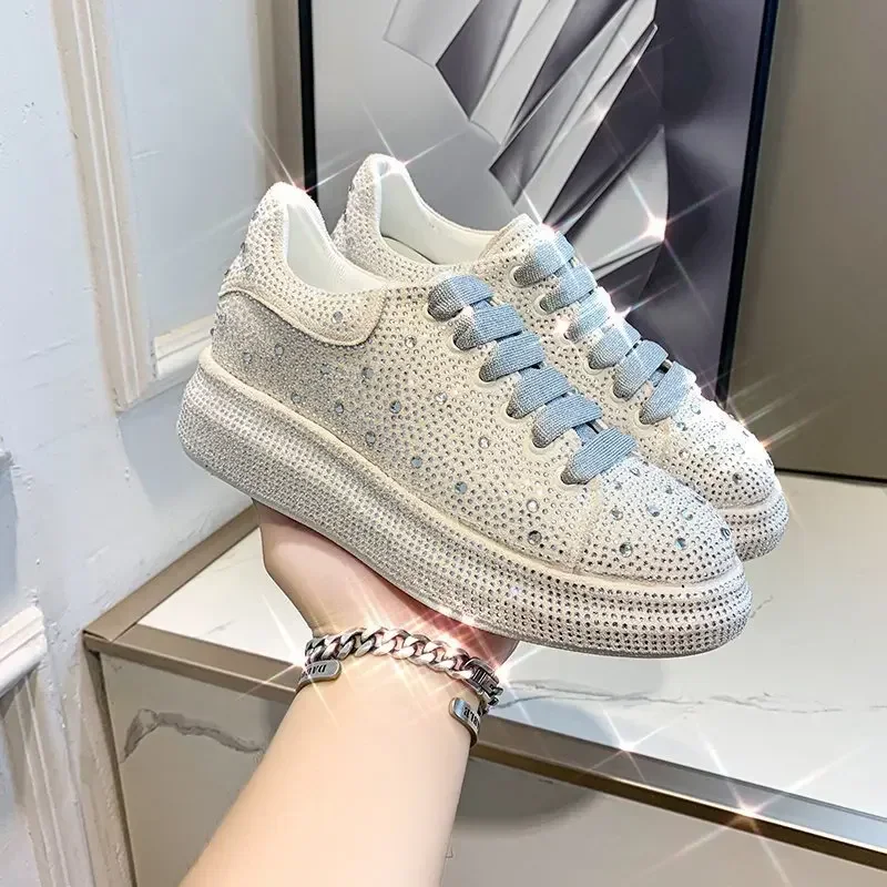 Brand Women's Sneakers Luxury Rhinestones Women Causal Shoes Designer Platform Sport Shoes Fashion Comfort Women Shoes Plus Size 4
