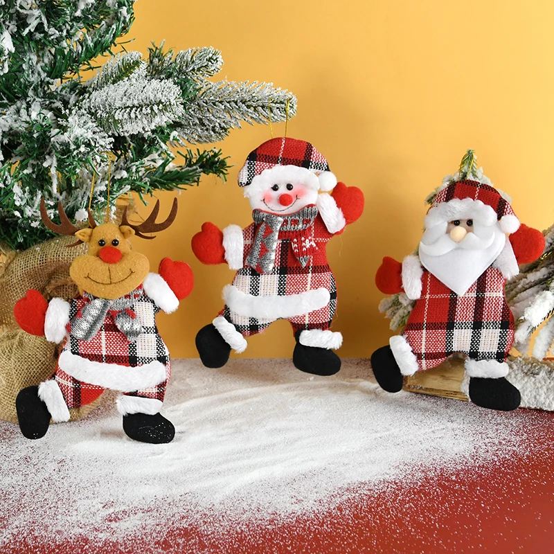 

Christmas Decoration Cute Santa Snowman Deer Doll Christmas Tree Hanging Ornament Kids Favor Gift New Year Xmas Party Home Decor