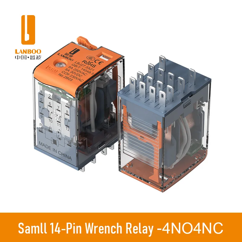 El relé intermedio convencional LANBOO DC12V, DC24V y AC220V son opcionales. Se pueden personalizar otros voltajes