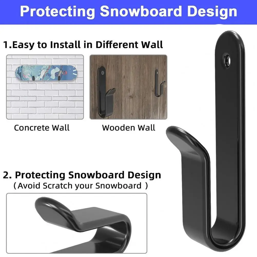 1 Set Horizontal Snowboard Wall Mount Clips Snowboard Wall Rack Sturdy Strong Load-bearing Snowboard Display Wall Mount Rack