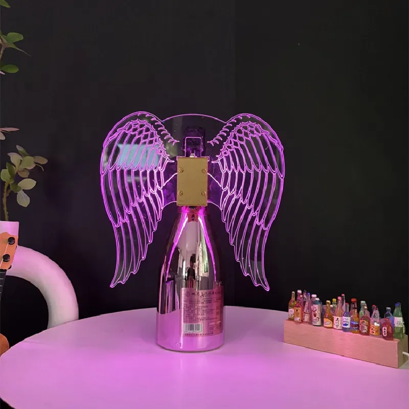 Bar LED luminous champagne decorative head butterfly wings wine cover atmosphere props neon party decoration