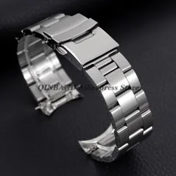 Elegant Curved End Stainless Steel Watch Strap for Business Wear - Jubilee Black Silver Finish (Silver)