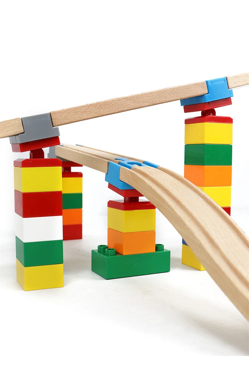 5/10 Stück Universal-Holzschienen-Anschlüsse, Zubehör, große Blöcke, drehbare Verbindungsadapter, passend für Markenzugschienen – Detail 5
