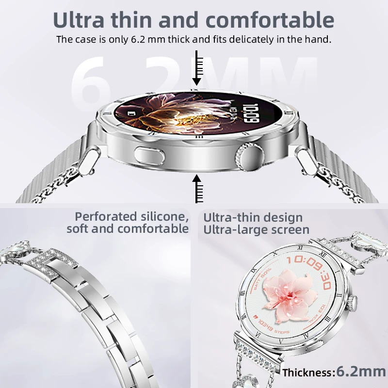 Women's Smart Watch 2026 New Fashion AMOLED Screen Bluetooth Call Custom Dials Female Health Monitoring Ladies Sports Smartwatch 2