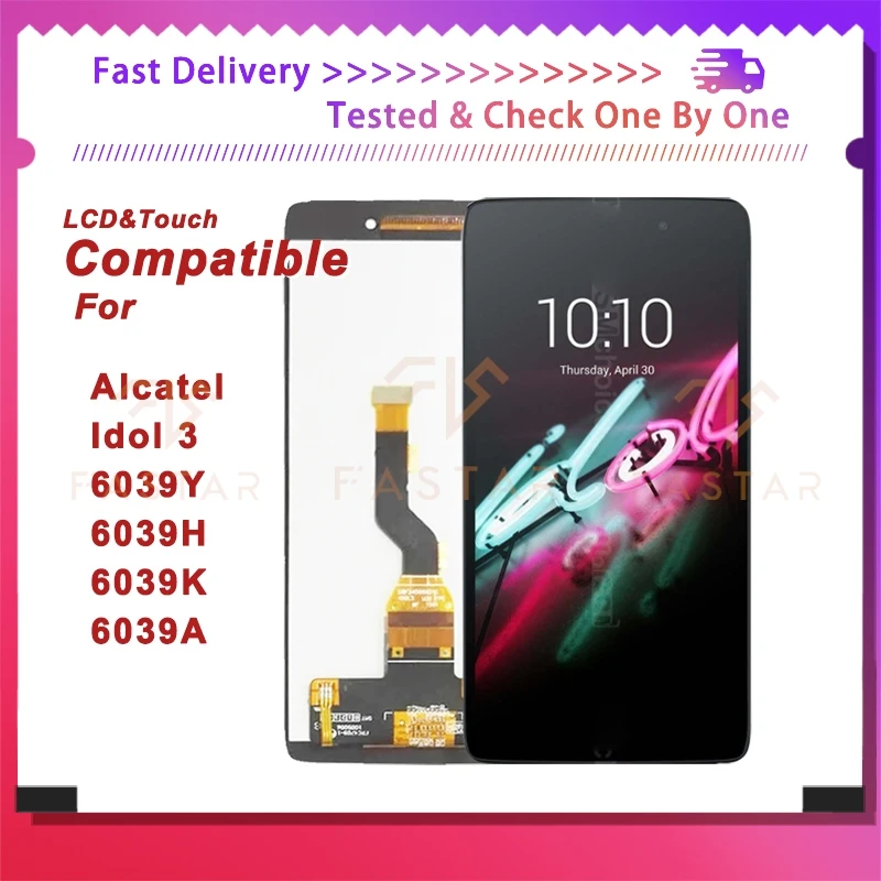 

6039 4.7"Tested For alcatel Idol 3 LCD 6039Y 6039H 6039K 6039A Display Touch Digitizer Assembly Replacement Screen OT6039 lcd