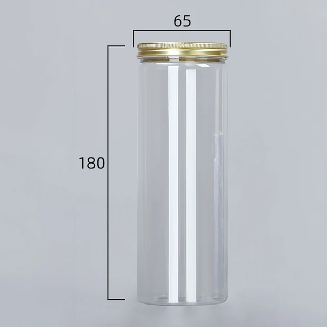 15 Sizes Clear Plastic Jar With Pink Aluminum Lids 2