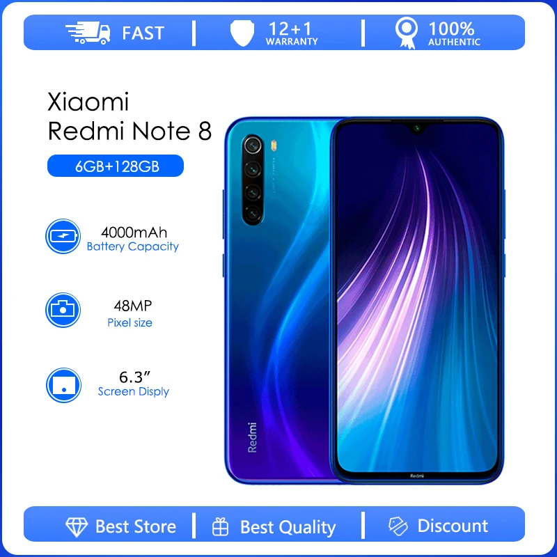 Xiaomi Smartphone Redmi Note 8, 6GB de RAM, 128GB de ROM, 48MP, Android