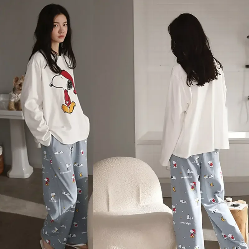 

Cartoon Anime Snoopy Kawaii Cute Girl Coral Fleece Pajamas Set Women's Winter Padded Warm Two-Piece Home Clothes
