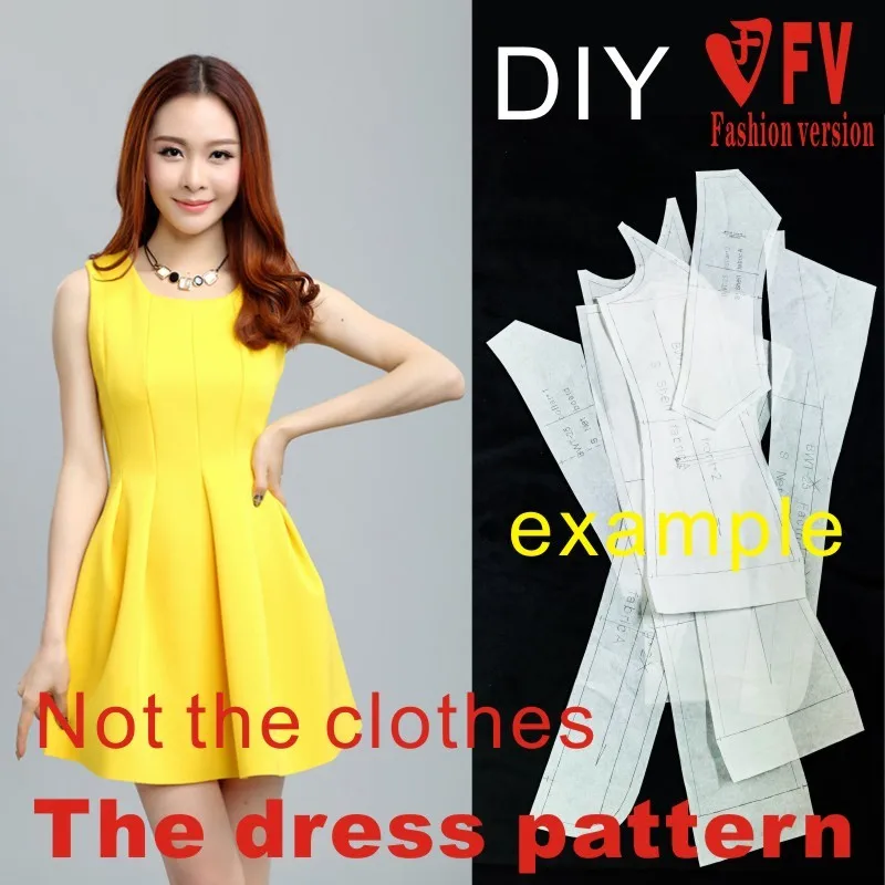 Dresses Sewing Pattern Template Cutting drawing for Clothing DIY sewing template