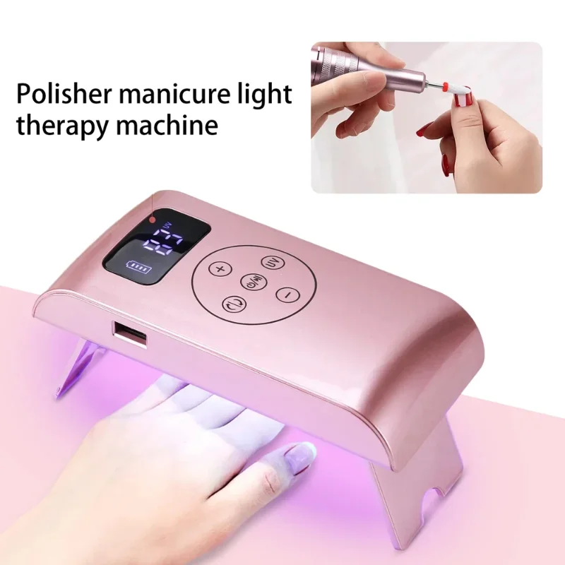 

Nail Drill Pen & Mini Nail Dryer 2 IN 1 Portable Power Bank 35000RPM Manicure Nail Polisher Red Light Fast Drying LED Nail Lamp