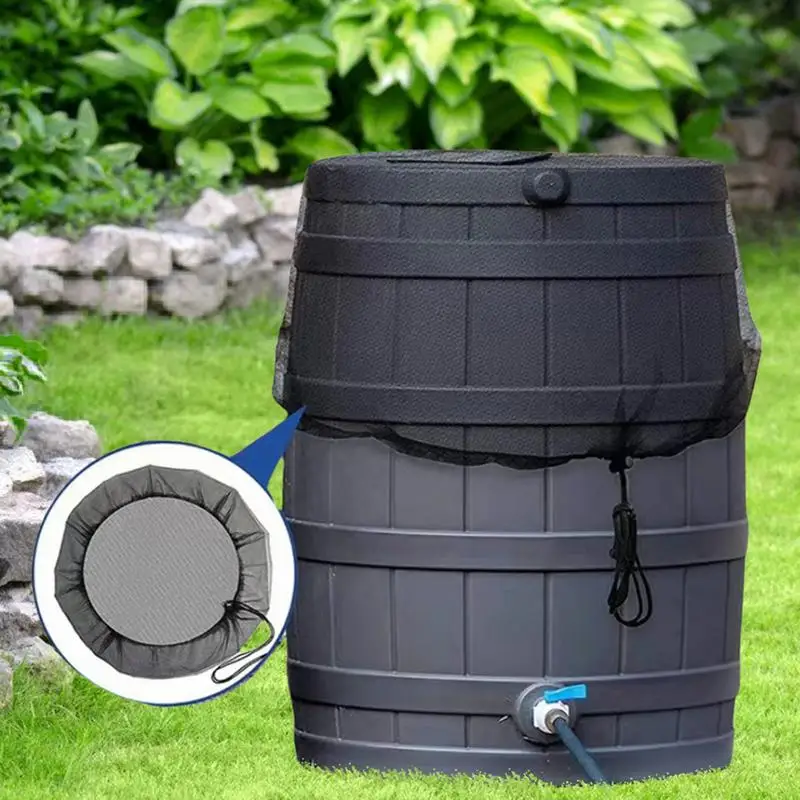 60/90/100CM Mesh Cover Netting for Rain Barrels Water Collection Buckets Cover Water Tank Protection Garden Supplies rain barrel cover