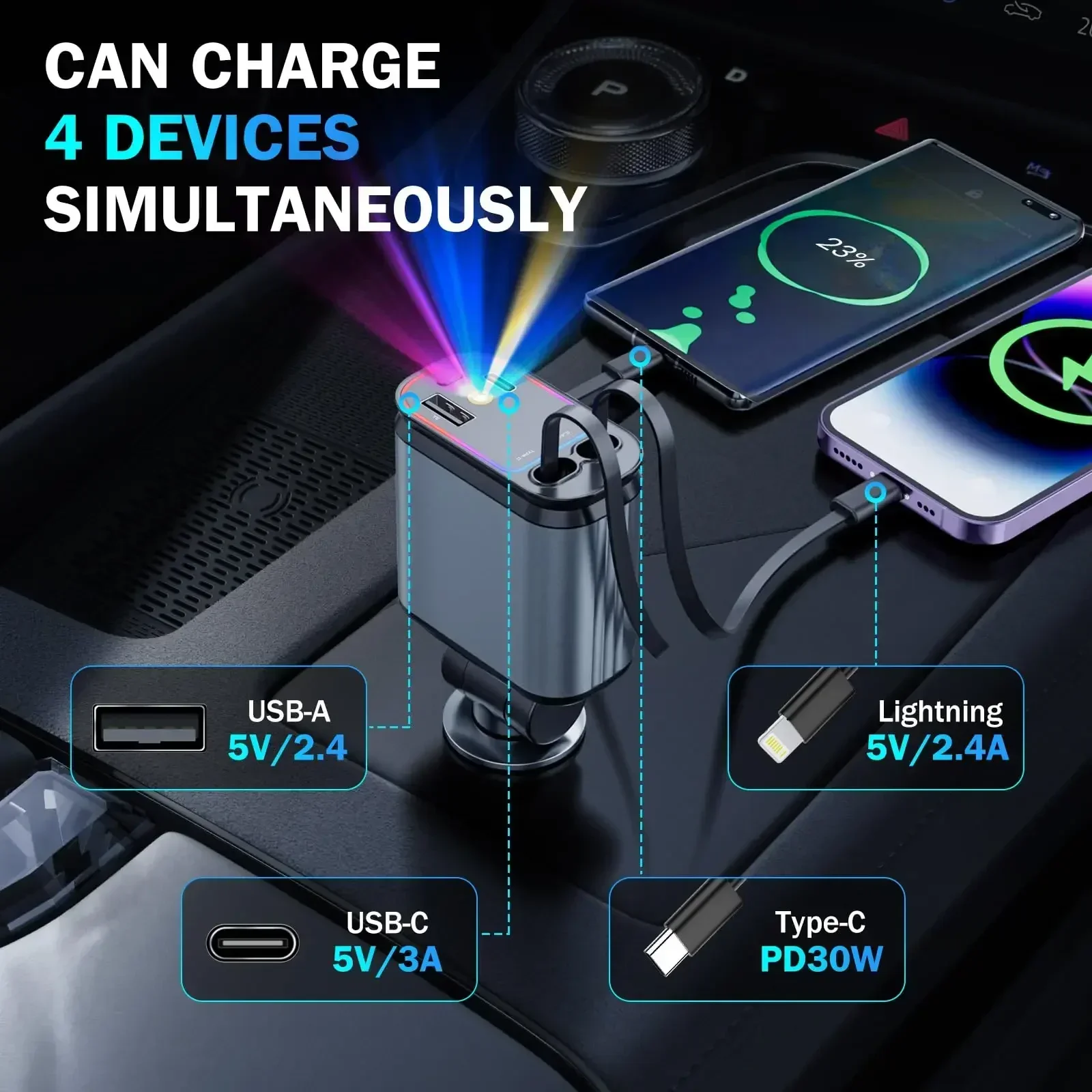 Car Retractable Fast Charger