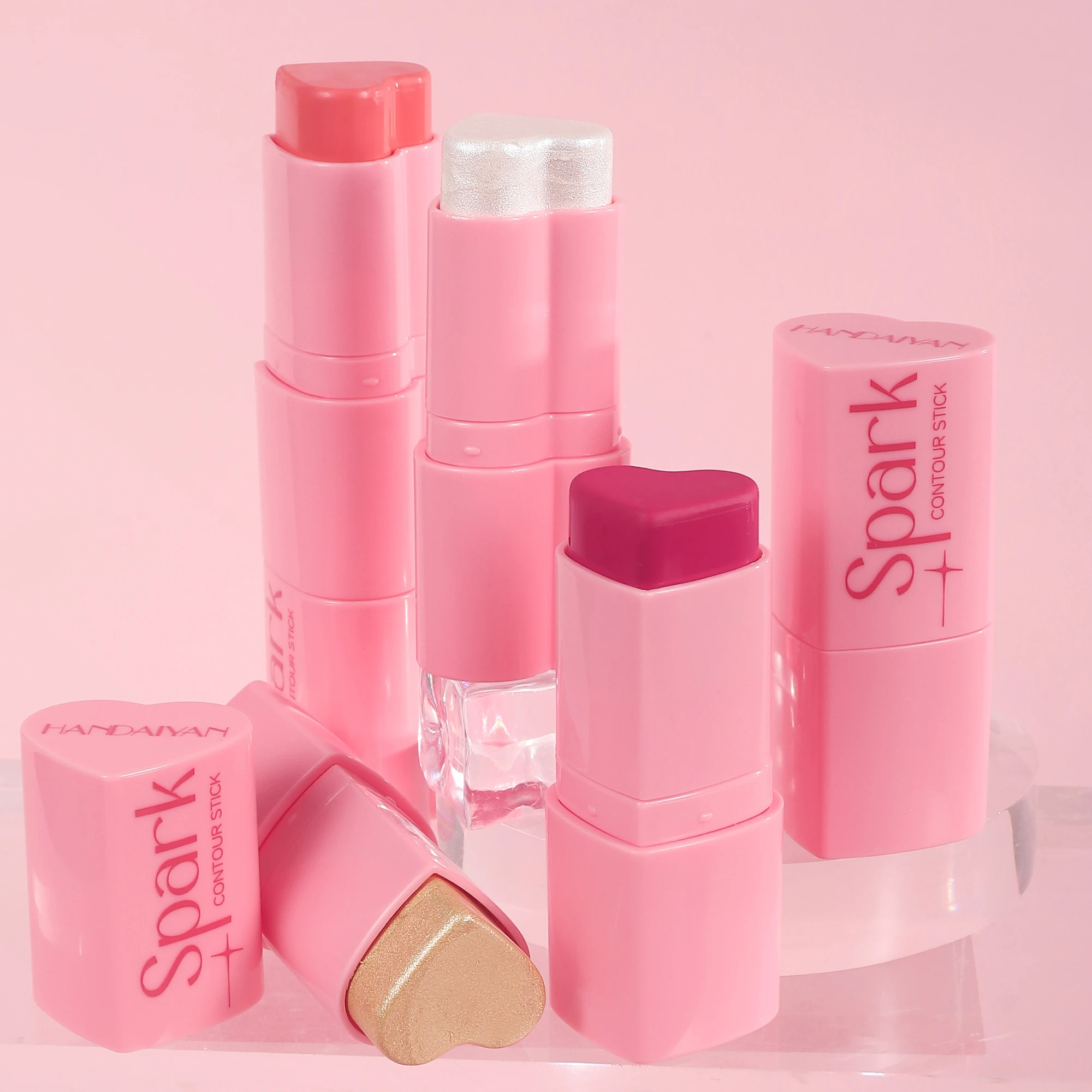 Heart Shaped Blush Stick Contour Highlighter Face Brightening Women Cosmetics