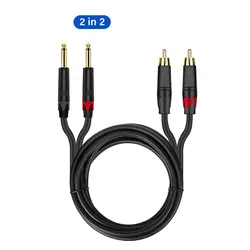 Premium Gold Plated Dual RCA Audio Cable with 6.5mm to RCA Wire Adapter - 0.5m (2 in 2)