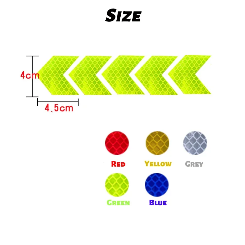 10 개/대 자동차 스티커 반사 화살표 기호 테이프 경고 안전 스티커 자동차 범퍼 트렁크 반사판 위험 테이프 자동차 스타일링