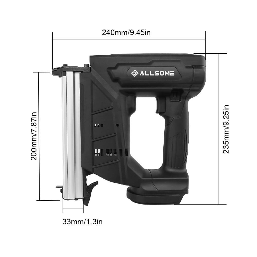 Allsome Electric Brad Nailer, Electric Nail Gun/Staple Gun for Upholstery, Carpentry Woodworking Projects for Makita 18V Battery 3