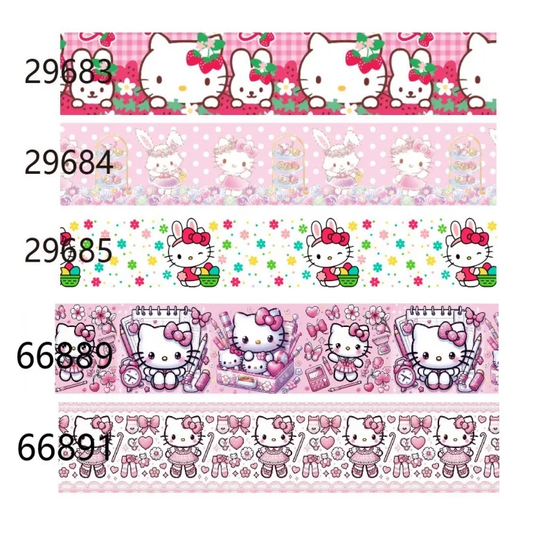 

10Yards Back to School Hello Kitty Grosgrain Ribbon Japanese Cartoon Sanrio Ribbon 25mm Packing for Hairbows