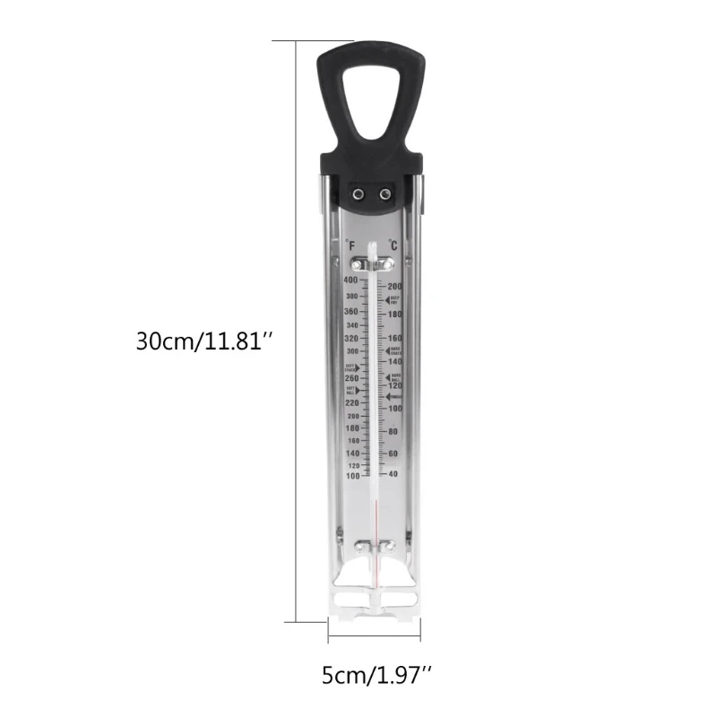 Stainless Steel Cooking Thermometer Candy Thermometer with Hanging Hook & Pot Clip for Measuring Sugars Temperatures