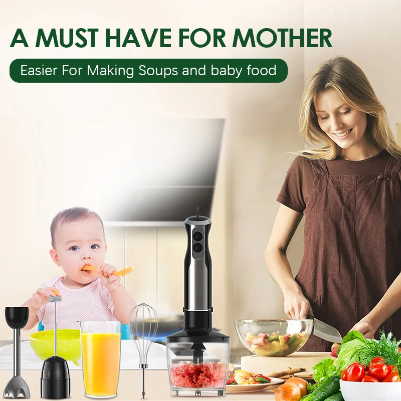 Wancle 5-In-1 خلاط غمر يدوي كهربائي 1000 واط عصا م...