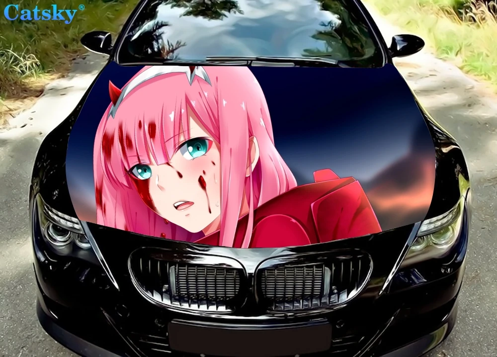 

FRANXX Zero Two Car Hood Sticker,Custom Car Hood Decoration,Hood Protection Cover,Vinyl Car Sticker,Car Body Side Color Decal