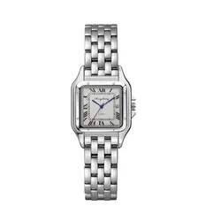 Elegant Square Design Stainless Steel Couple Quartz Watches (Silver Women)