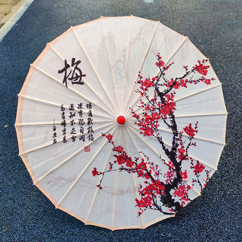 84cm Vintage Chinese Silk Cloth Japan Cherry Blossoms Umbrella Home Hotel Ceiling Decor Anime Festival Props