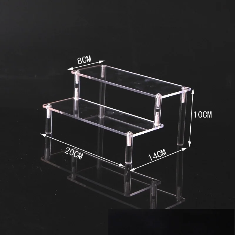 Sleek Black Acrylic Multi-Tier Display Stand for Collectibles and Décor