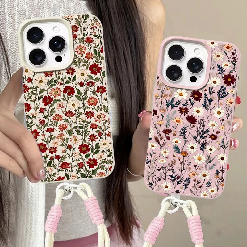 Romantic Flower Hand Rope Phone Case