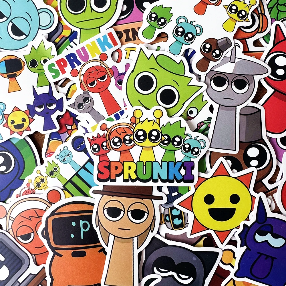 10/50Pcs Incredibox Sprunki 소년 또는 소녀 스티커 성별 공개 파티 장식을위한 임신 선물 베이비 샤워 낙서 장난감