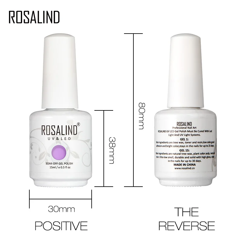 Rosalind 15ML Gel Nail Polish Set 6Pcs/set Cured With UV Lamp Base Top Matt Coat Set For Nail Art Design 5