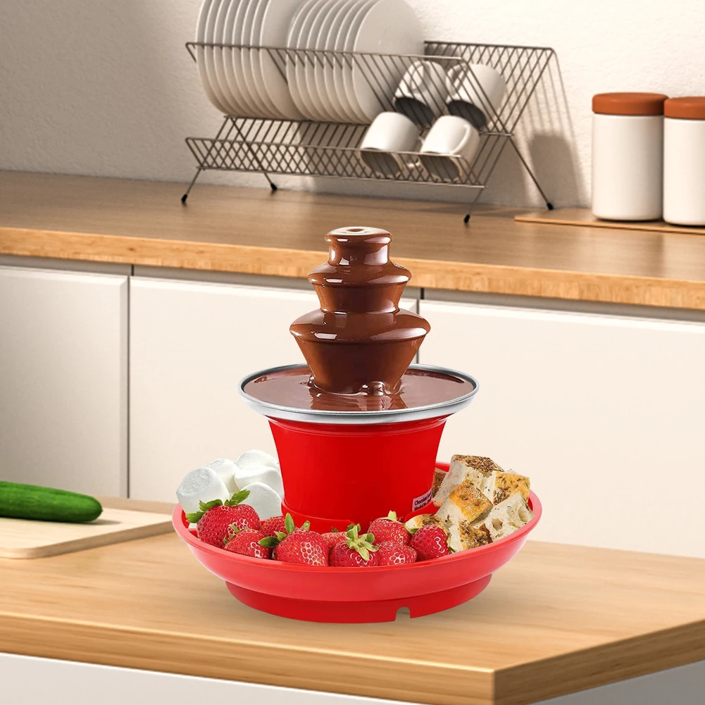 3 Layer Electric Chocolate Fondue Fountain DIY Handmade Automatic Chocolate Melting Tower 35W for Weddings Birthday Parties Chocolate Fountain Machine Chocolate Melter