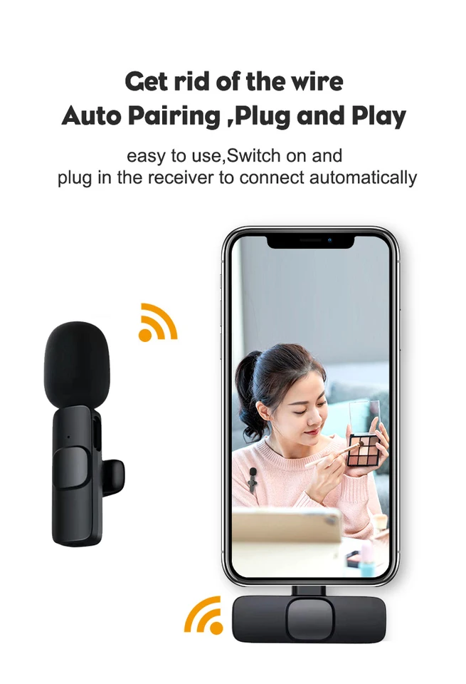 WoskjXas Mini Microfono Wireless Per IPhone/Android, Microfoni Lavalier Wireless Microfoni Mini Con Riduzione Del Rumore Per Registrazione Video, Streaming, Tiktok, YouTube, Vlog [2 Mics - Foto 5